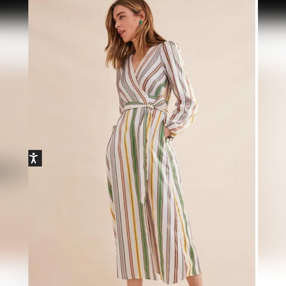 Boden Stripe Maxi Wrap Dress 12P